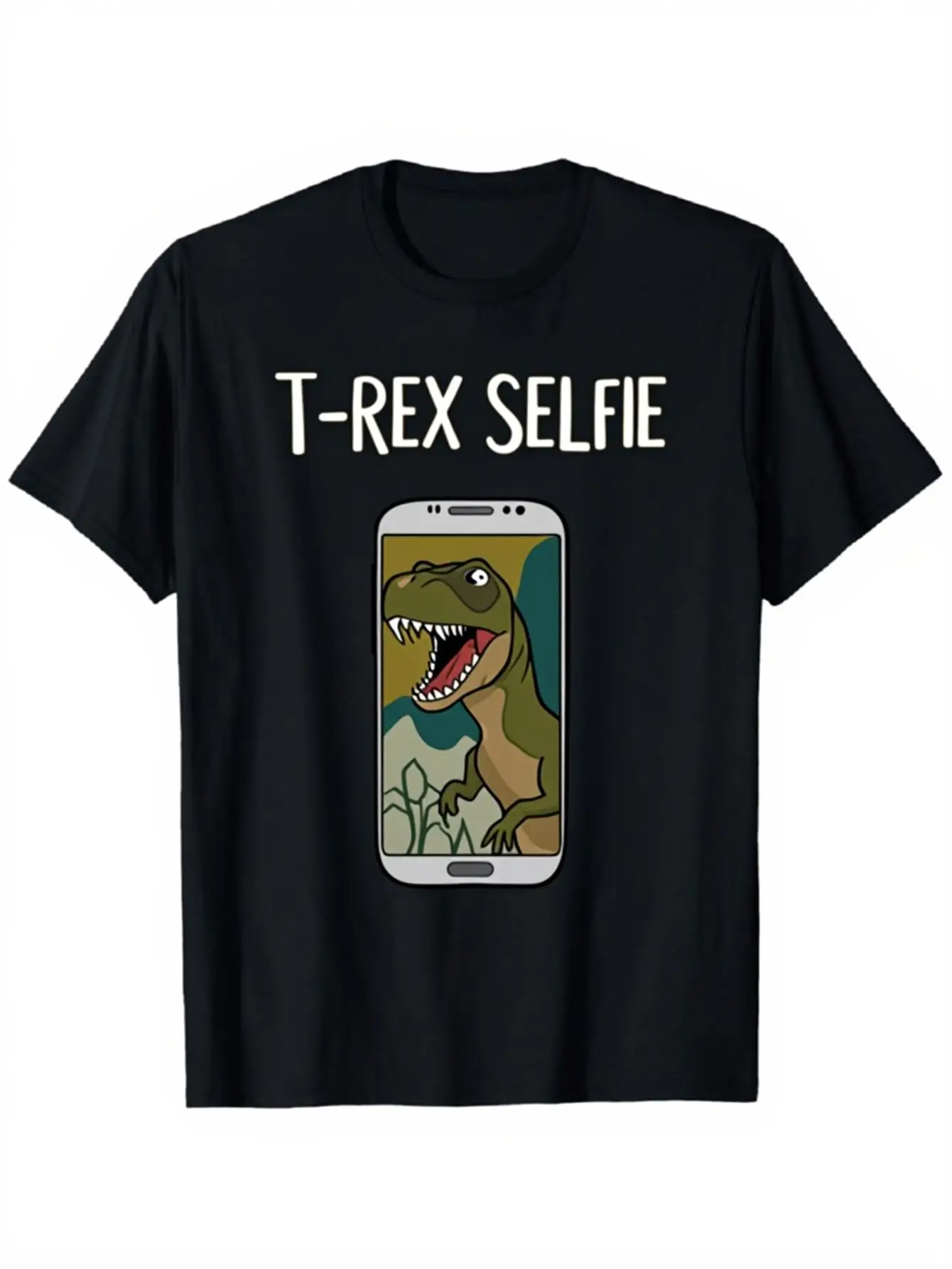 

Black T Rex Selfie T-Shirt | Men Women Funny Dinosaur Graphic Tee Crewneck Casual Daily Wear Gym Tee Fashion Enthusiasts
