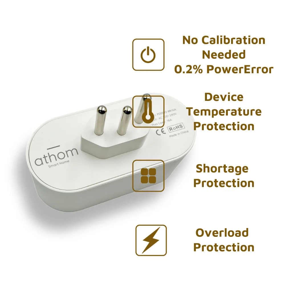 Athom Smart Home preflashed ESPhome Smart Plug Works With Home Assitant Brazil Standard 16A