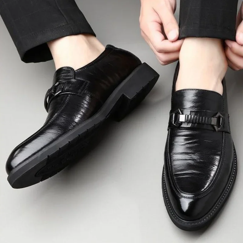 

Low Heel Slip-on Men's Formal Shoes Work Lightweight Tailoring Cheap Liquidation Party Footwear Cowhide 39 Suit Social Shoe Male