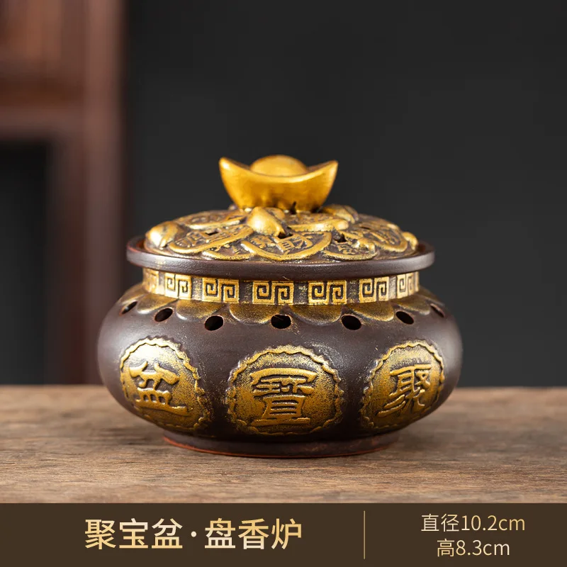 Ceramic Treasure Bowl Gold Ingot Four-Hour Plate Burner Sandalwood Agarwood Incense