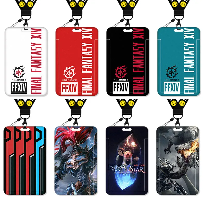 

Game Final Fantasy XIV FF14 ID Card Holder Phone Strap DIY Student Bus School Meal Card WorkCard Hanging Rope Art Key Chain Gift