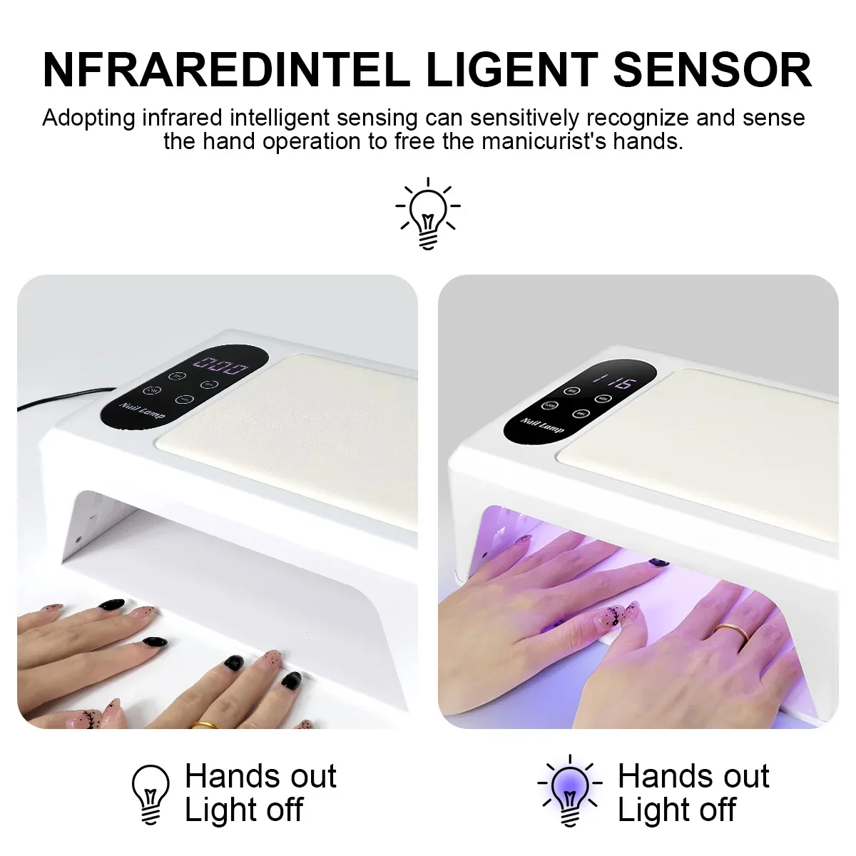 Lampada professionale per unghie a 96 LED, asciugatrice per smalto gel UV a polimerizzazione rapida con 4 timer e lampada per polimerizzazione con sensore per strumenti per salone di manicure