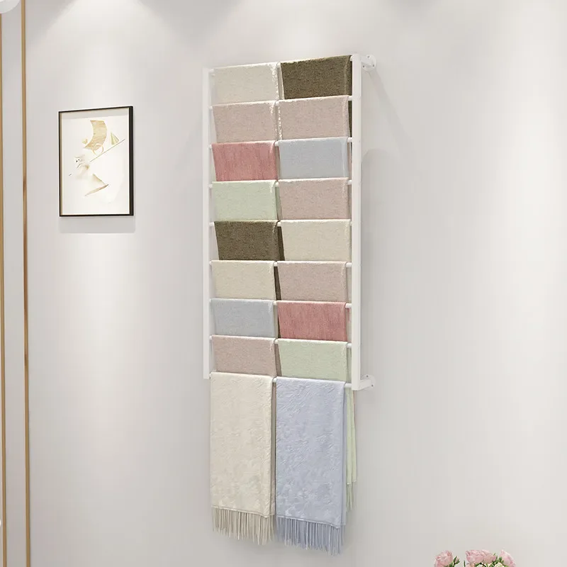 Iron Artwork With Painted FinishScarf Display Rack Silk Scarf Rack Wall Multi-layer Hanger Shawl Fabric Towel Pendant Display St 3