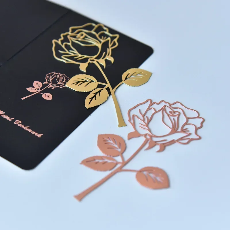 1pc Electroplated Gold Rose Metal Bookmark for Book Paper Creative Items Lovely Korean Stationery Gift Valentine's Day