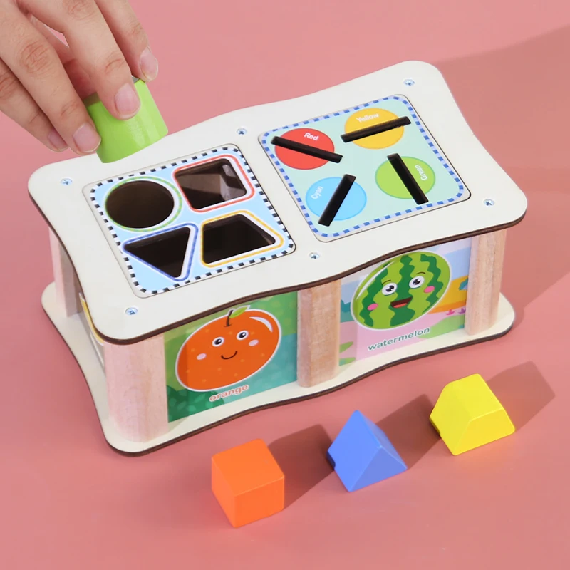 몬테소리 색상 모양 정렬 상자 나무 장난감 색상 모양 정렬 장난감 유치원 조기 학습 교육 장난감 어린이를위한 선물