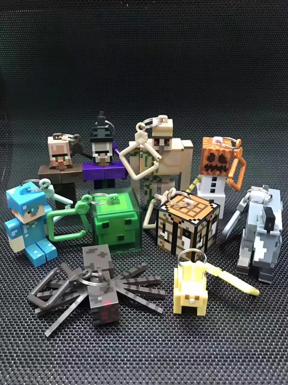 10PCS Set Minecraft Game Figure Keychain Toys Steve Enderman Spider Zombie PVC Model Collections For Adults