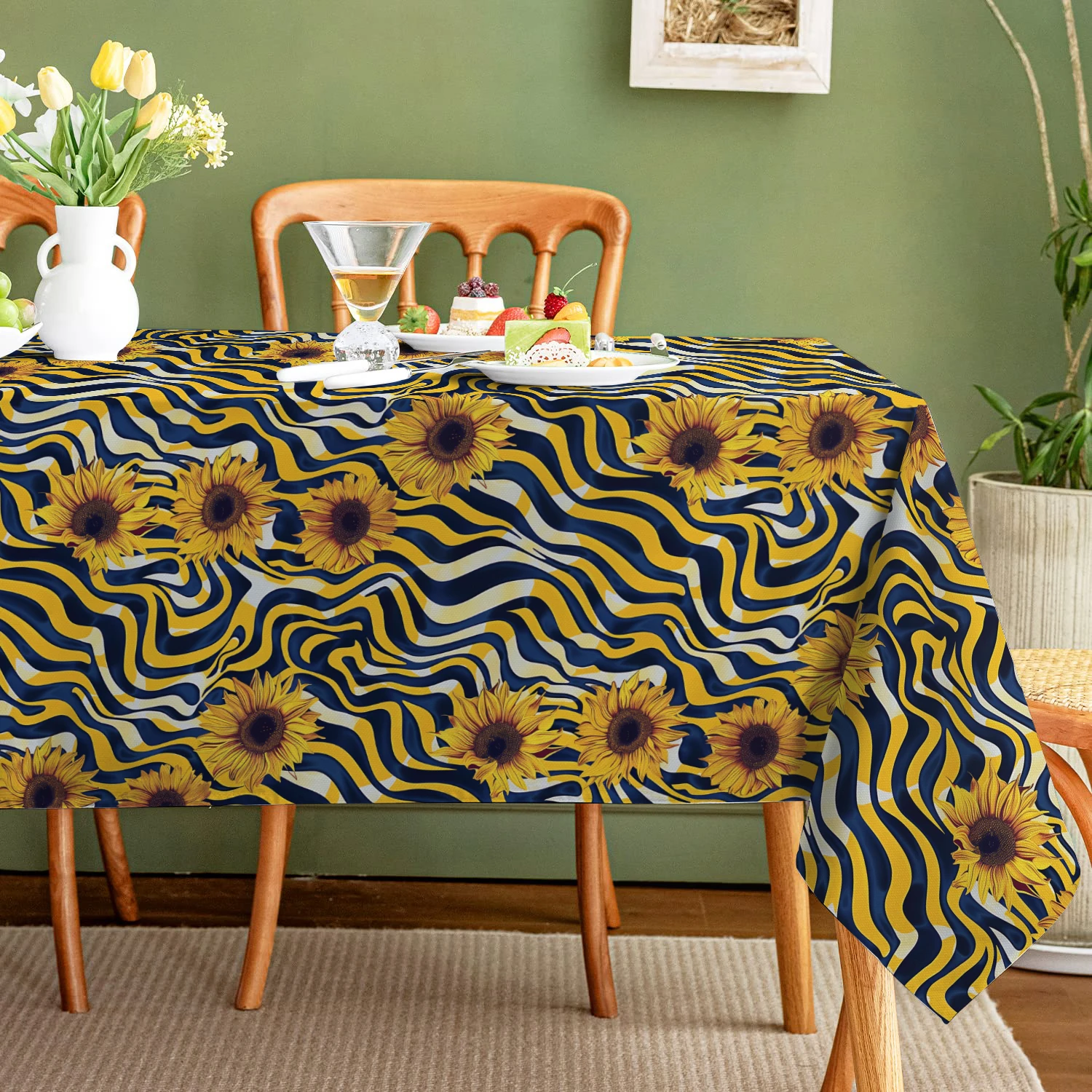 

Sunflower Flowers Watercolor Table Runner Wedding Decoration Cloth Dining Decor Coffee Table Runners Washable Dining Long Cloth