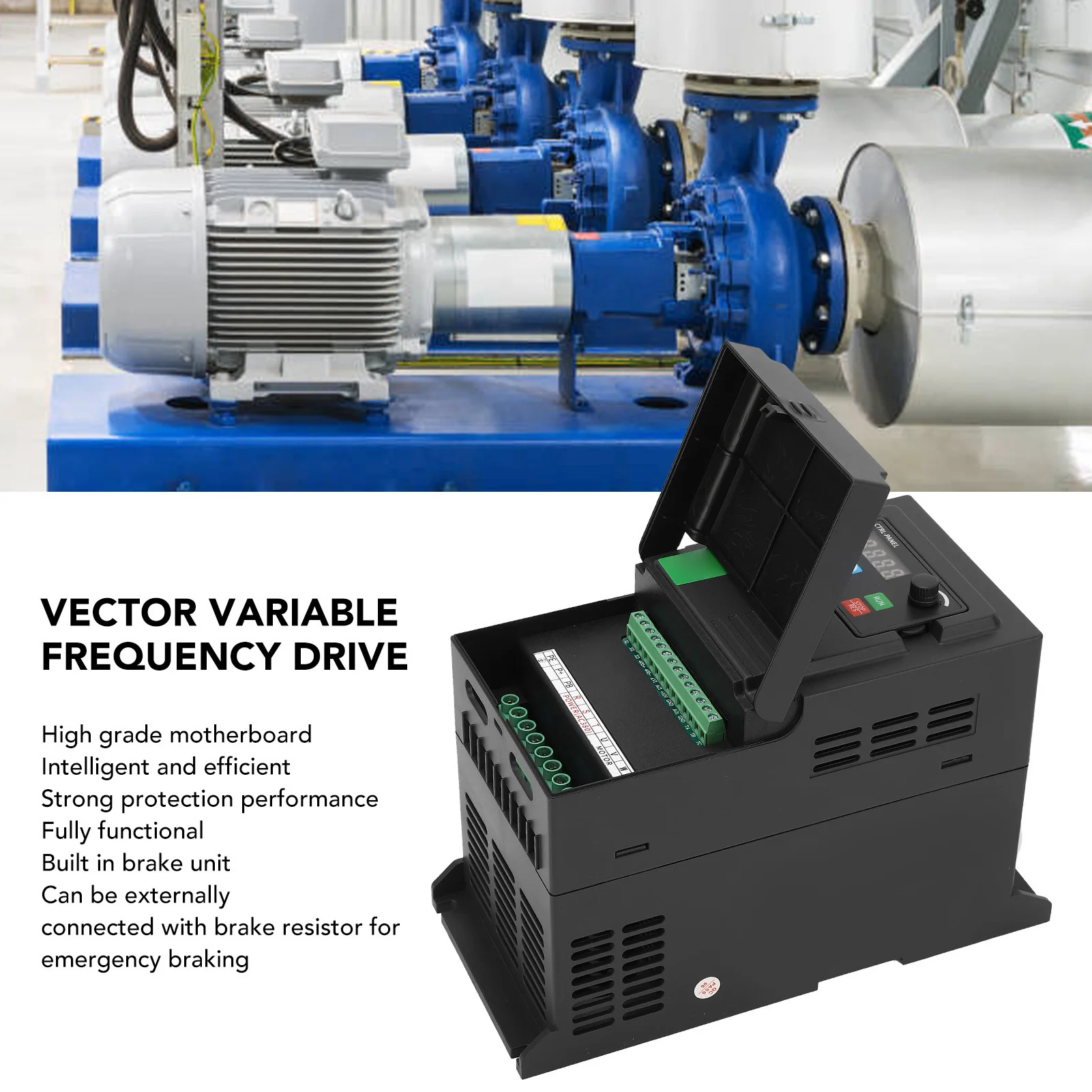 Frequency Drive VFD 1 Phase AC 200V‑240V Input 3PH AC 0‑240V 4KW Output for Motor Motor Frequency Controller