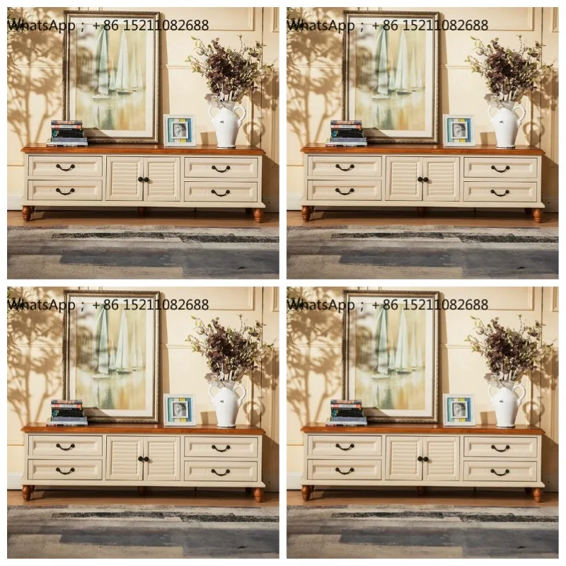 SCY living room complete set of furniture solid wood high and low wine cabinet combination coffee table TV cabinet set