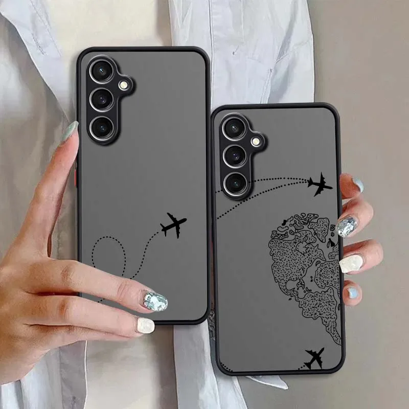 Airplane Flight Trail For Samsung Galaxy S26 S25 S24 S23 Ultra Plus Lite FE 5G Frosted Translucent Phone Case Cover