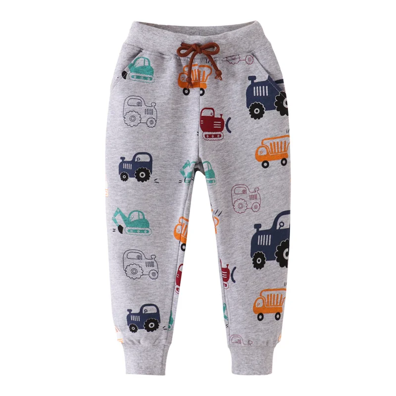 Jumping Meters 2-7T Children\'s Cars Print Boys Girls Sweatpants Autumn Spring Baby Trousers Pants Sport Harm Kids Lose Pant