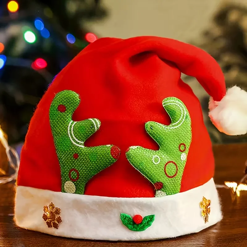 

Шапка Санта-Клауса из 5 предметов — красная шапка для рождественской вечеринки с рождественским лицом, головной убор Санта-Клауса для взрослых