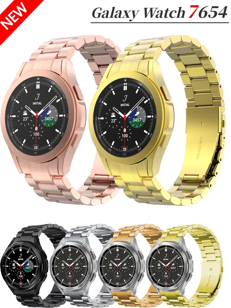 No Gap Edelstahl-Metallarmband für Samsung Galaxy Watch 6 4 Classic 47 mm 46 mm Faltschließe Armbanduhr 7/6/5/4 44/40 mm