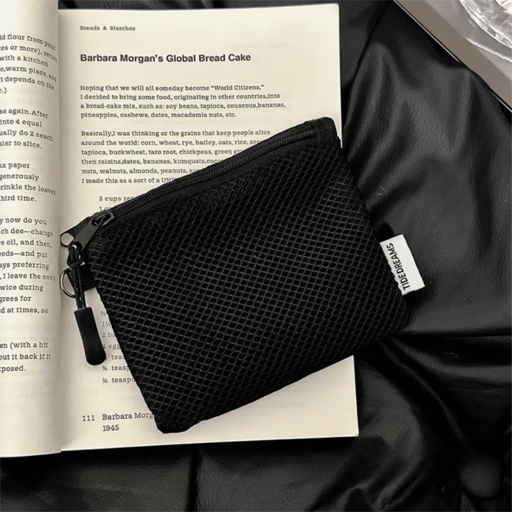 

New Solid Color Mini Storage Bag Double Zipper Mesh Children's Coin Purse Square Portable Lipstick Earphone Key Pouch