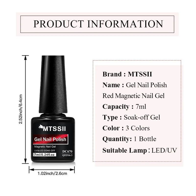 Mtssii 7ML Wine Red Cat Magnetic Gel Nail Polish Super Shiny Ruby Red Cat Eye Gel Soak Off UV Semi-Permanent Nail Art Varnish