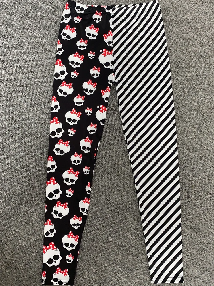 

Смачный цифровой принт, узкие брюки со скелетонизированной головой, женские брюки из девяти предметов с принтом Хэллоуина, брюки с высокой талией, молочный шелк