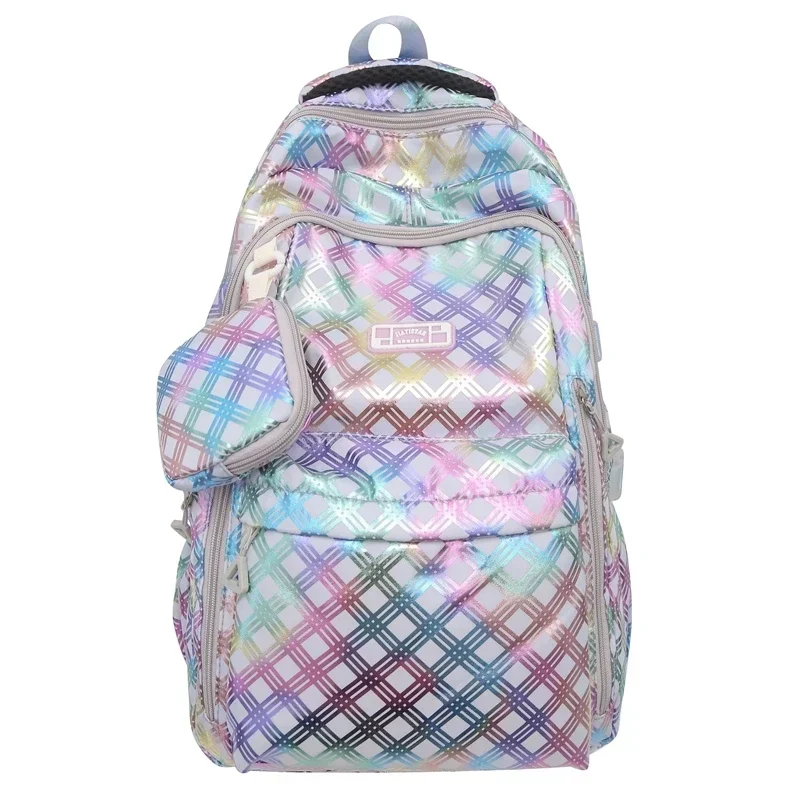 Zipper Nylon 2024 New Product Backpack Striped Large Capacity Softback Casual Backpack Soft Handle Air Cushion Backpack Handbag