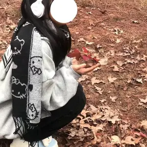 Kawaii Sanrio Hello Kitty Knitted Cachecol, Hot Cartoon, Bonito, Kawaii, Anime, Christmas Gift, New, Autumn and Winter 10 Main Sales Her Escape Pin - №2