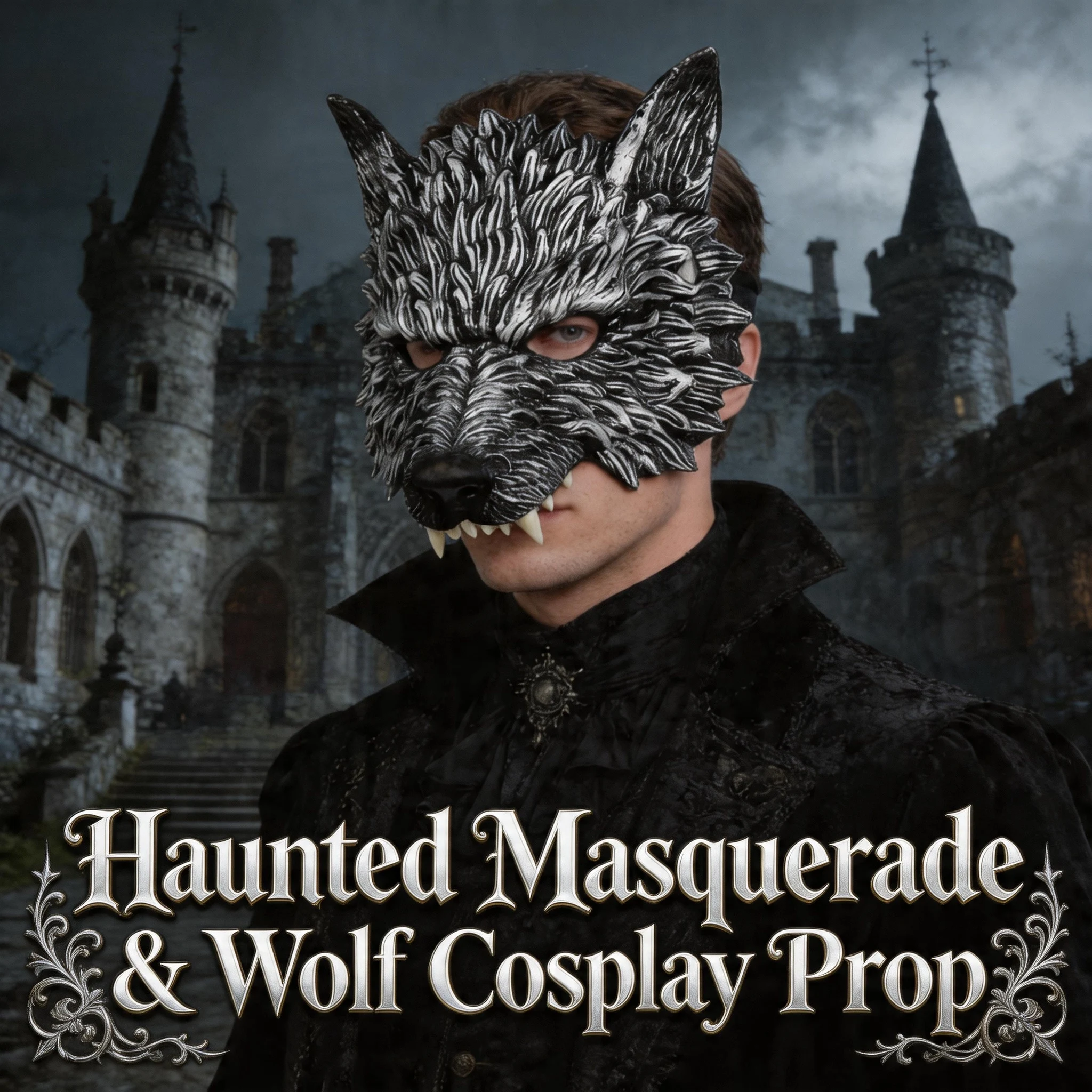 Realistische 3D-Wolfsmaske für Erwachsene, Weiches Kunstleder-Material, Ideal für Halloween-Cosplay & Maskenbälle – Detail 3