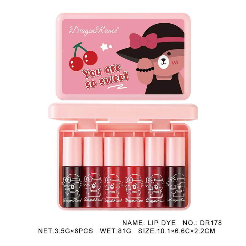 6 Lip Glaze Set Lip Tint Mirror Water Gloss, Rich Whitening, Complexion Lipstick Moisturizing, Non-Stick, Long-Lasting Lip Glaze