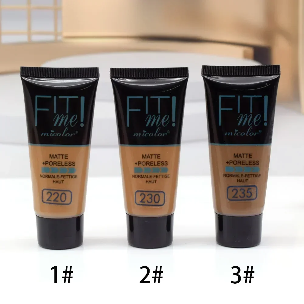 30g Micolor Fit Me 2 IN 1 Matte Black Skin Poreless Powder 30ml Liquid Foundation Dark Skin Dedicated Foundation Cosmetic Set