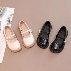 Girls Leather Shoes for Party Wedding Kids Princess Mary Janes Shoes with Pearls Fashion Children Performance Shoes All Match