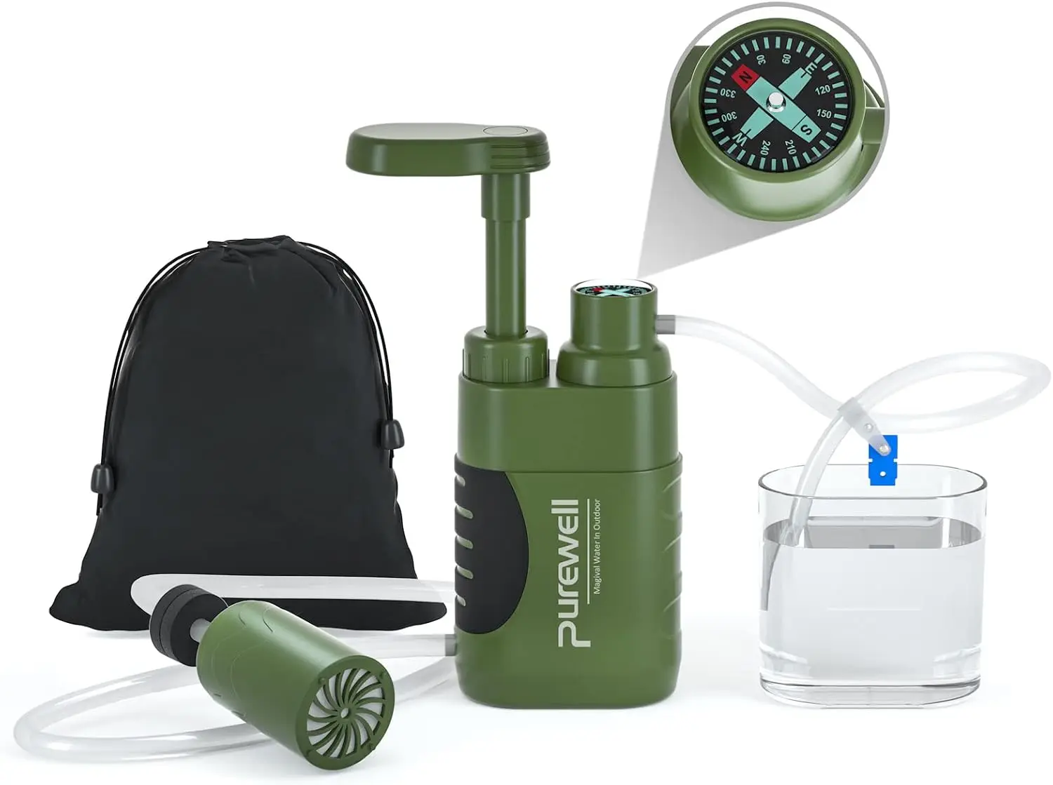 

Water Purifier Pump with Replaceable Carbon 0.01 Micron Water Filter, 4 Filter Stages