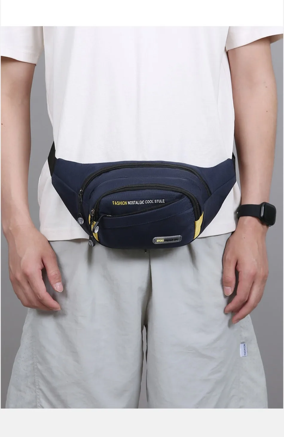 Multifunktionale Outdoor-Sport-Hüfttasche für Herren, große Kapazität, mehrschichtige Umhängetasche, verdickte modische Brusttasche – Detail 8