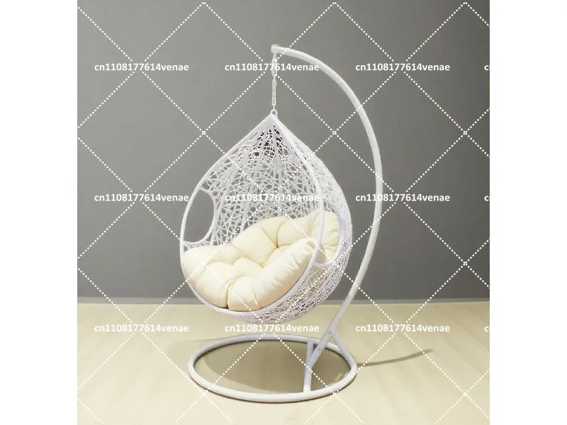 Outdoor Patio Hanging Rattan Rocking Chair, Garden Swing Seat for Porch Backyard