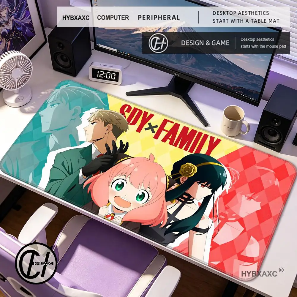 S-py F-amily Mausepad Kawaii Anime Desk Mouse Pad A-n ya Frger Large Natural Rubber Lock Edge Anti Slip Mousepad XXL