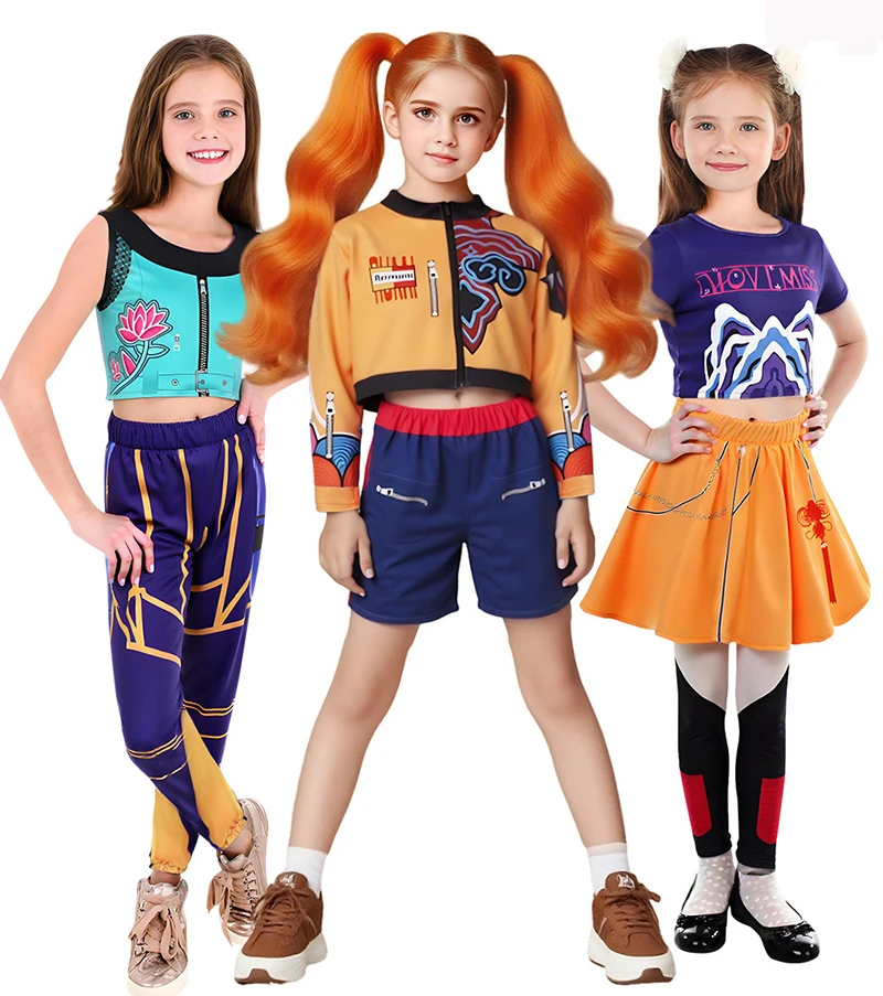 Anime Huntrix Zoey Mira Rumi Cosplay Costume K-Pop Demon Hunter Kids 3D Print Uniform Girls Style Party Stage Performance Suits - Image 3