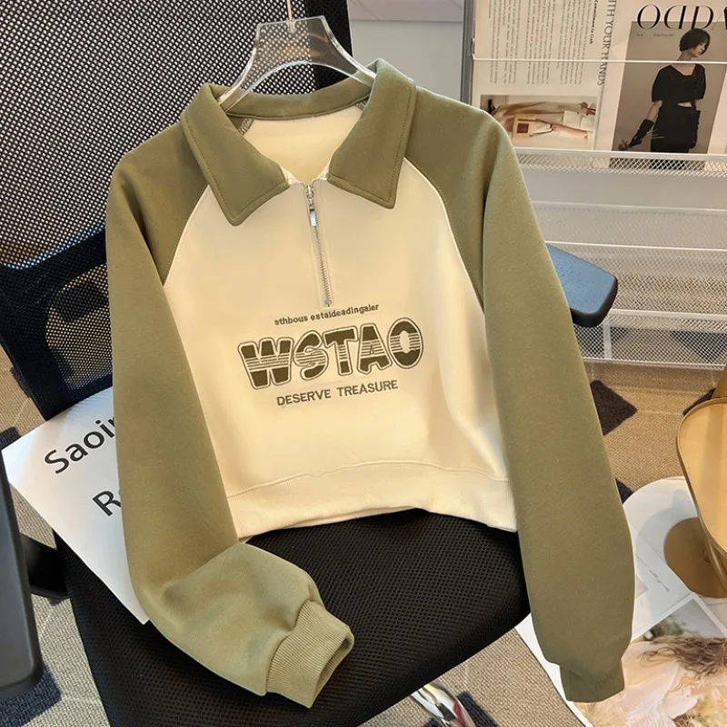 American sle f zip hoodie feminino ort primavera outono jaet 2025 novo design cor solta blo topo coreano sle commute