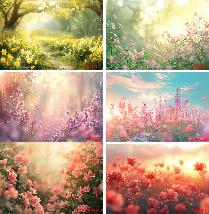 Spring Floral Sunshine Photography Background Romantic Mood Colorful Floral Photo Shoot Proposal Wedding Photo Studio Backdrop