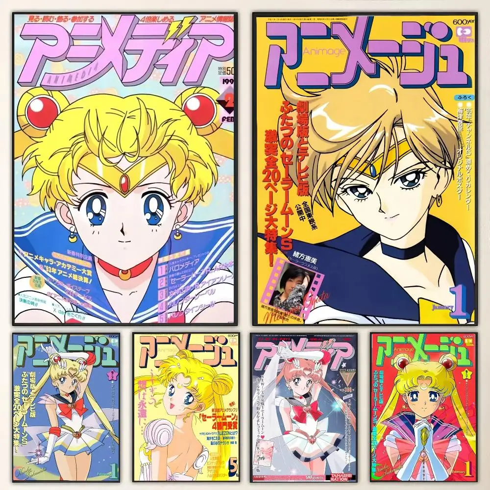 Anime S-Sailor Moon Painting Calligraphy Canvas Poster Wall Art for Living Room Bedroom Cafe Decor Gift