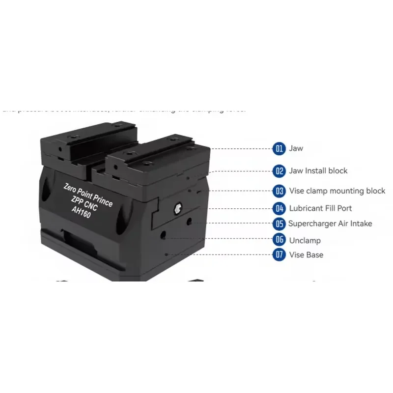 AH160 Series Pneumatic Vice Clamp High Precision Air Operated Vise for CNC Milling Machine Drilling Workholding Tool