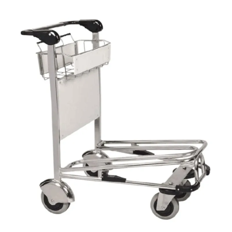 

Stainless steel double-decker airport luggage trolley Hotel bus station luggage cart