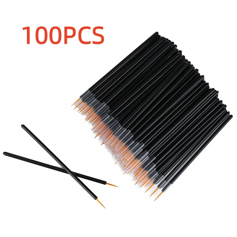 100 Pcs Disposable Eyeliner Makeup Brushes With Covers On the Hair Makeup Eye Liner Tools Wands Applicator