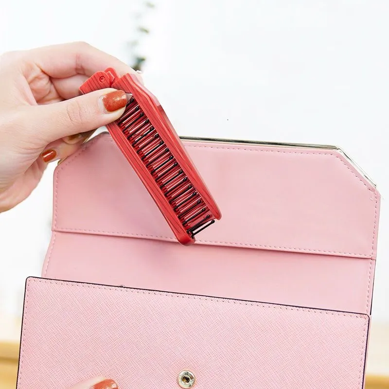 Comb 2 In One Foldable Double Headed Red Hairdressing Comb Anti Static Long Hair Voluminous Scalp Massage Comb Styling Tool