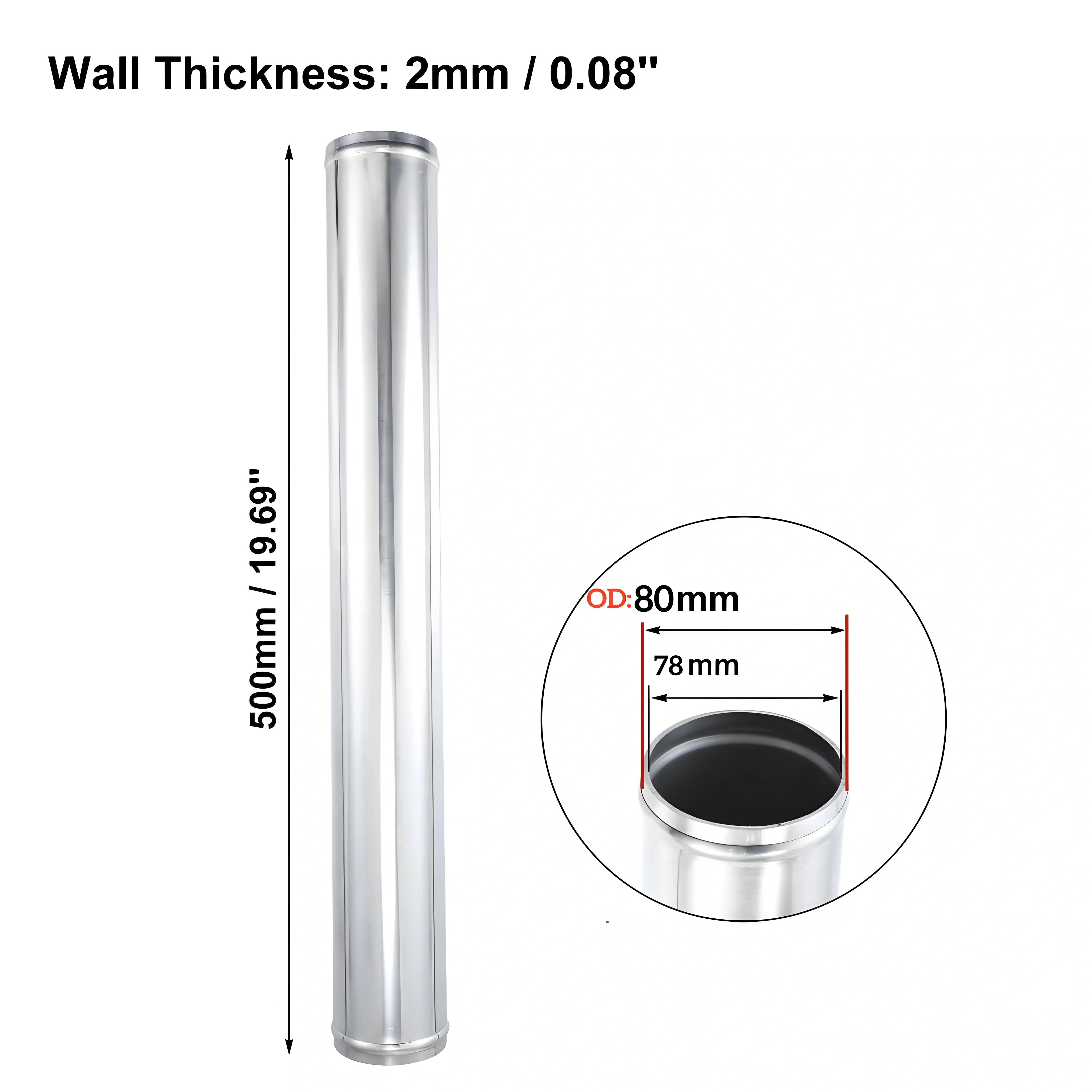 Aluminum Alloy Bent Pipe OD 80mm Car Modification Intake Straight Pipe 45 90 Degrees Air Tube U-Shaped For Car Modification
