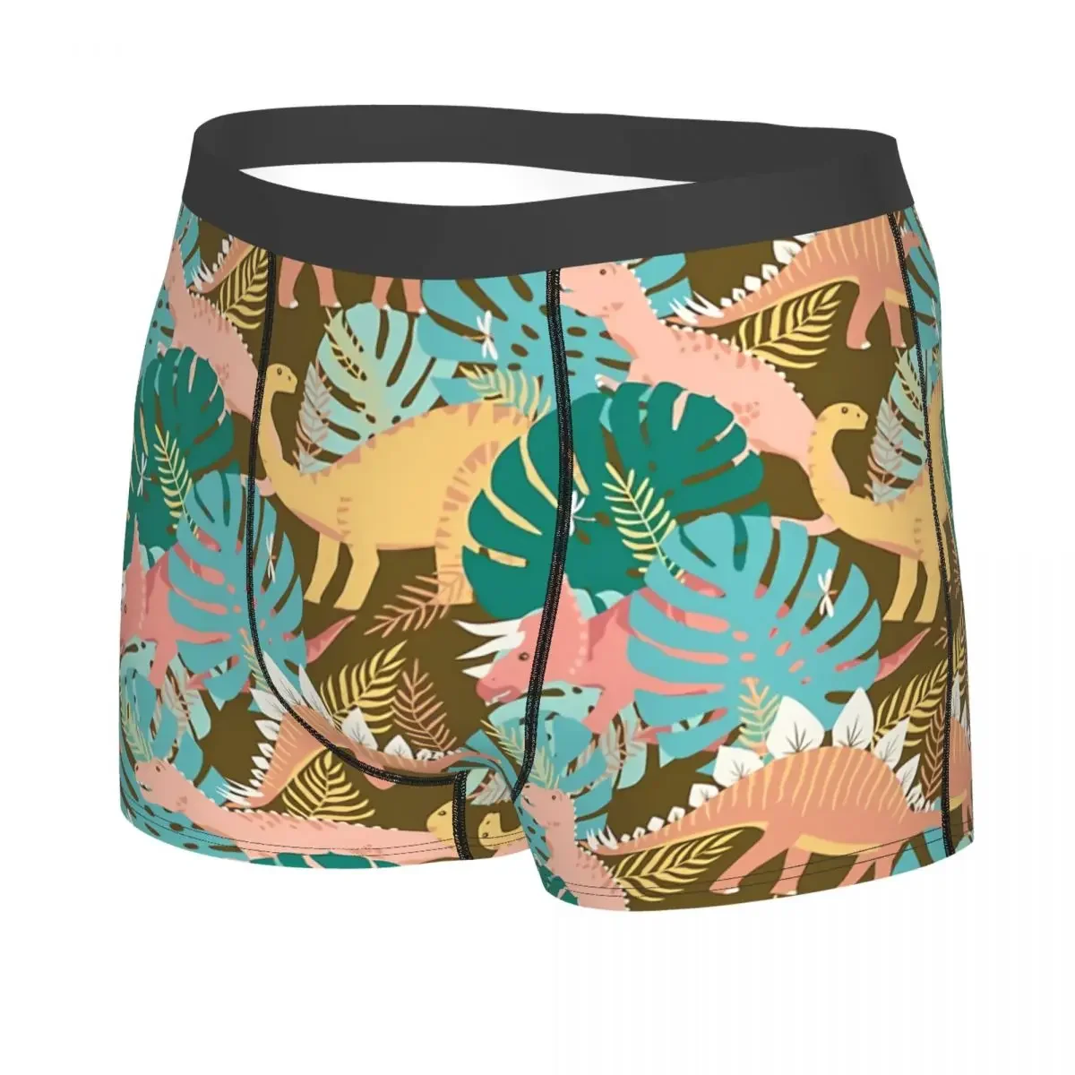 Jungle On Gold Man's Boxer Briefs Dinosaurs Breathable Creative Underwear Print Shorts Birthday Gifts