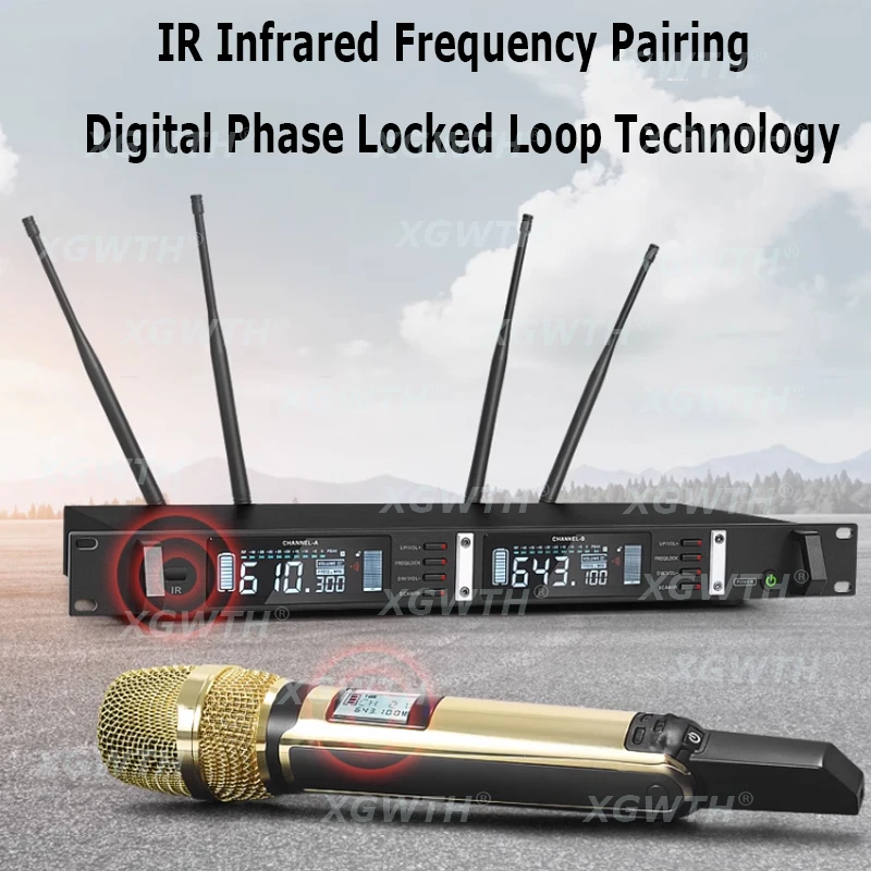 نظام ميكروفون لاسلكي رقمي ذهبي SKM9000 كاريوكي يده ميكروفون راديو لاسلكي 2 ميكروفون ديناميكي DJ مرحلة استوديو الصوت