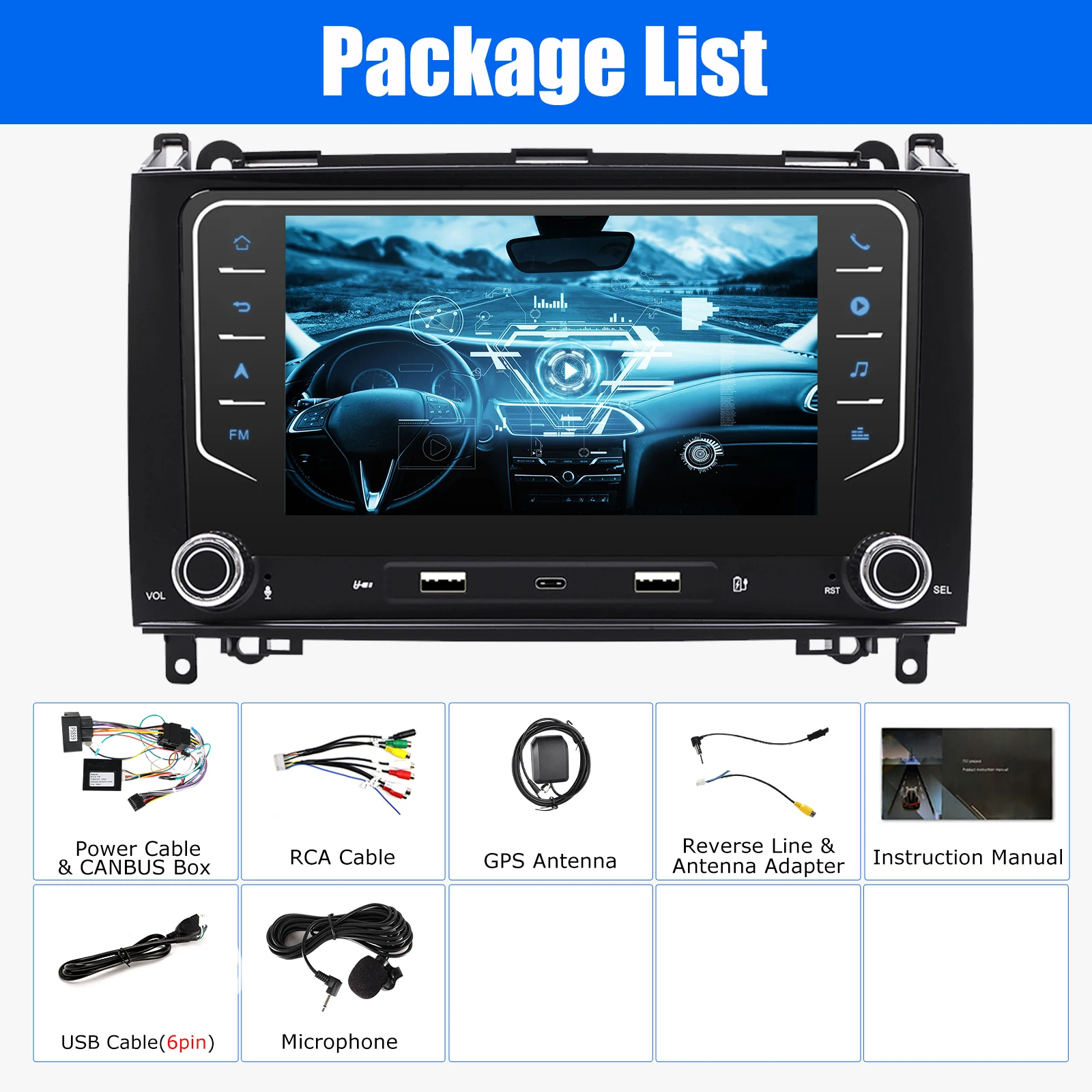 ESSGOO 7 inch Android 15 4+64GB autoradio GPS navigatie WiFi voor Benz B-Klasse W639 W169 W245 Vito FM BT USB SWC Mirror Link - afbeelding 1