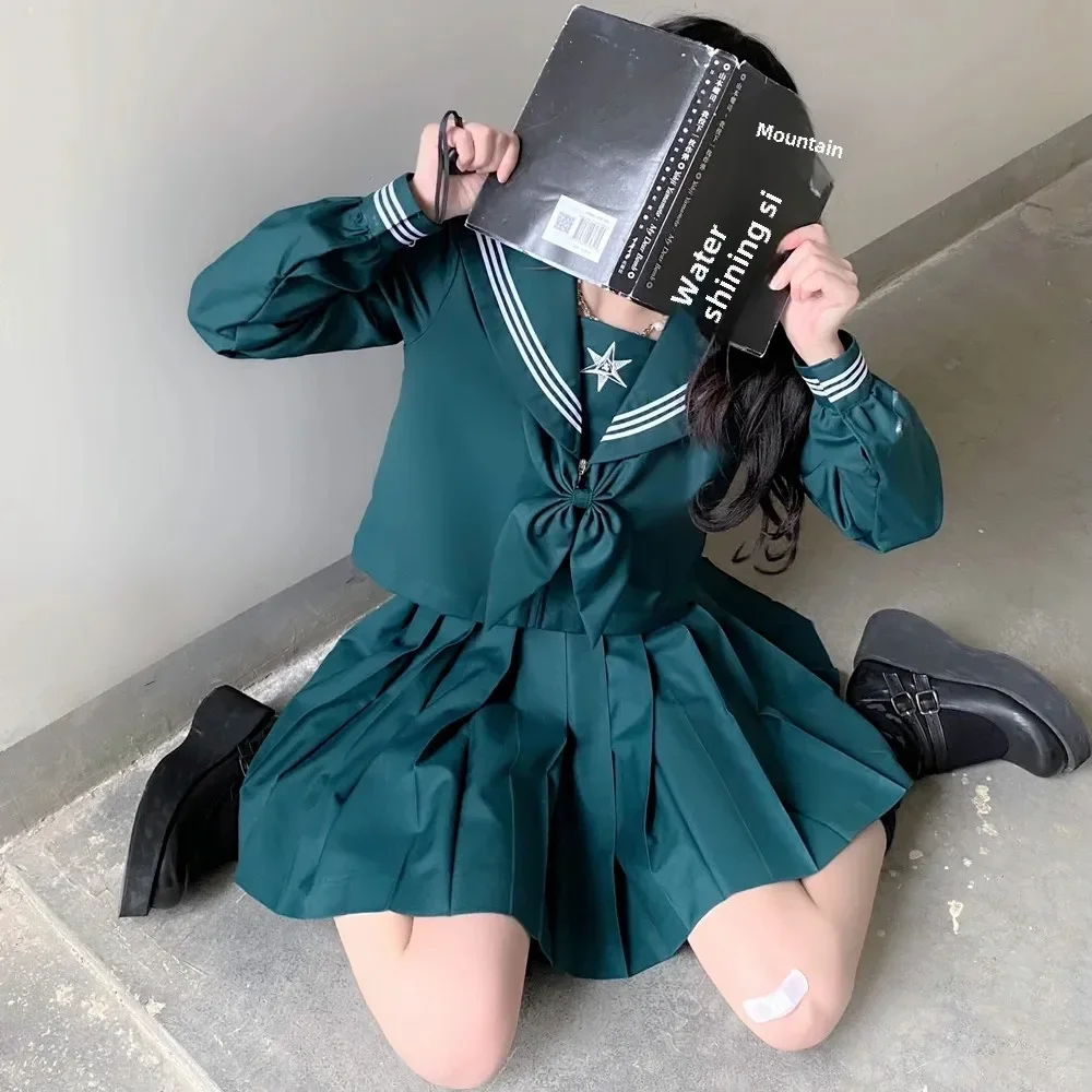 

Long Sleeve Sweet Summer Green Three Pieces Cosplay Clothing for Women Original QingYu Mid-JK Uniform Skirt Set 2025 NEW