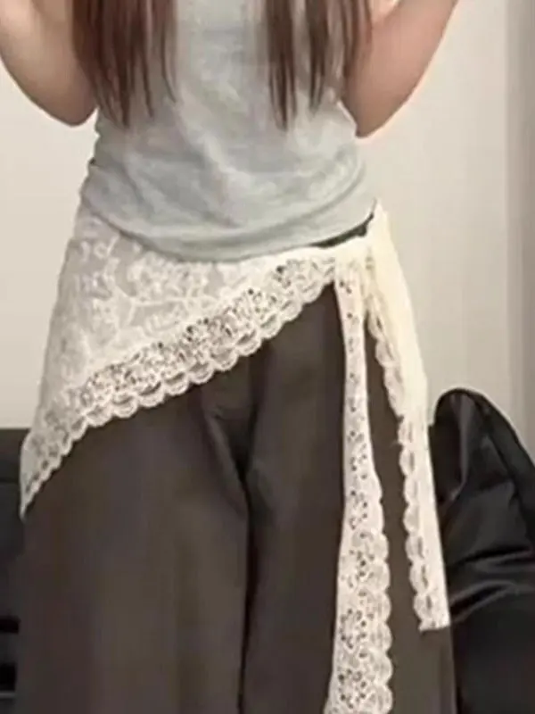

Scarf Small Silk Square Summer Lace Half Skirt Layering Women's Skirt Cover up Midi Skirt Stylish Versatile Design