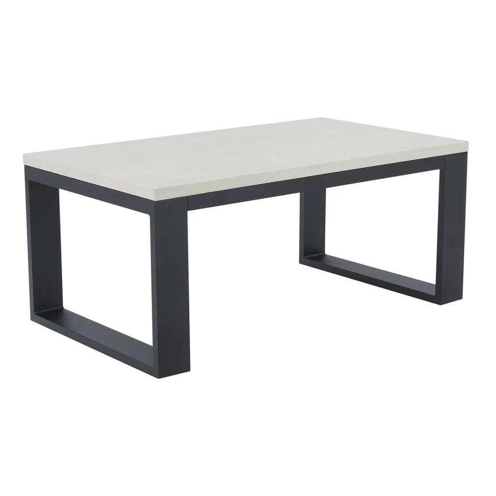 Outdoor Steel Patio Coffee Table with Transfer Print Stone Top Durable Powder Coated Frame Easy Assembly Decks Patios Backyards