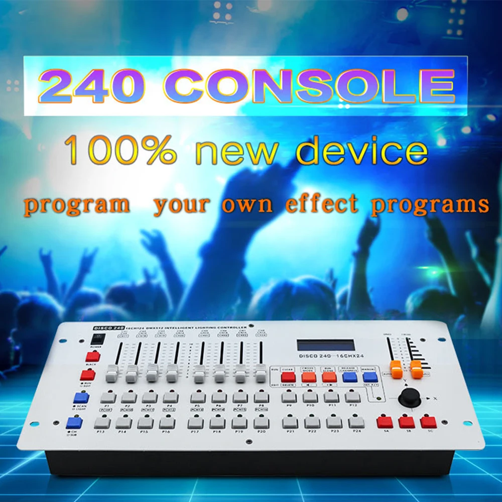 

Консоль 240 Dmx512, 100% новое программное устройство для диско-джеев, Totall, 480 ступеней, 24 шага, затемнение, 240-канальная консоль Dmx