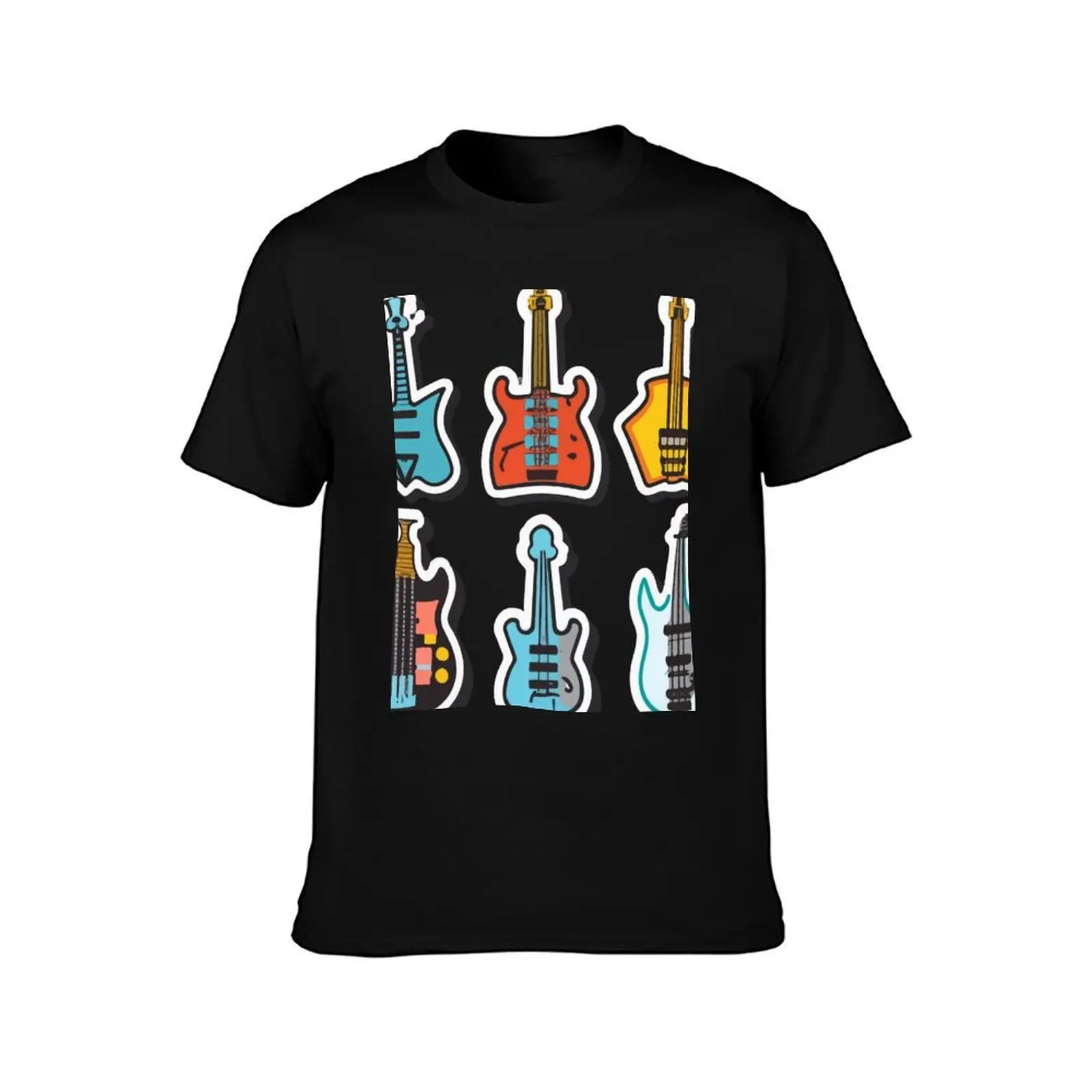 Bass Guitar Body Shapes Collection T-Shirt Casual Minimalist Short Sleeve Top