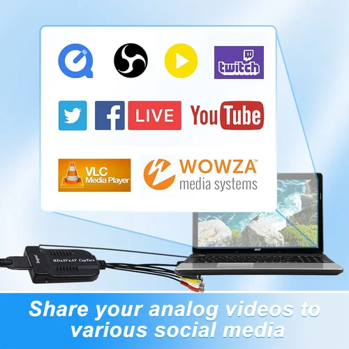 Imagen 2 del producto Cable de captura de vídeo Compatible con HDMI AV Svideo 4K 30Hz USB 2,0 1080P 30fps 60fps HD grabador captura Audio de juego vídeo