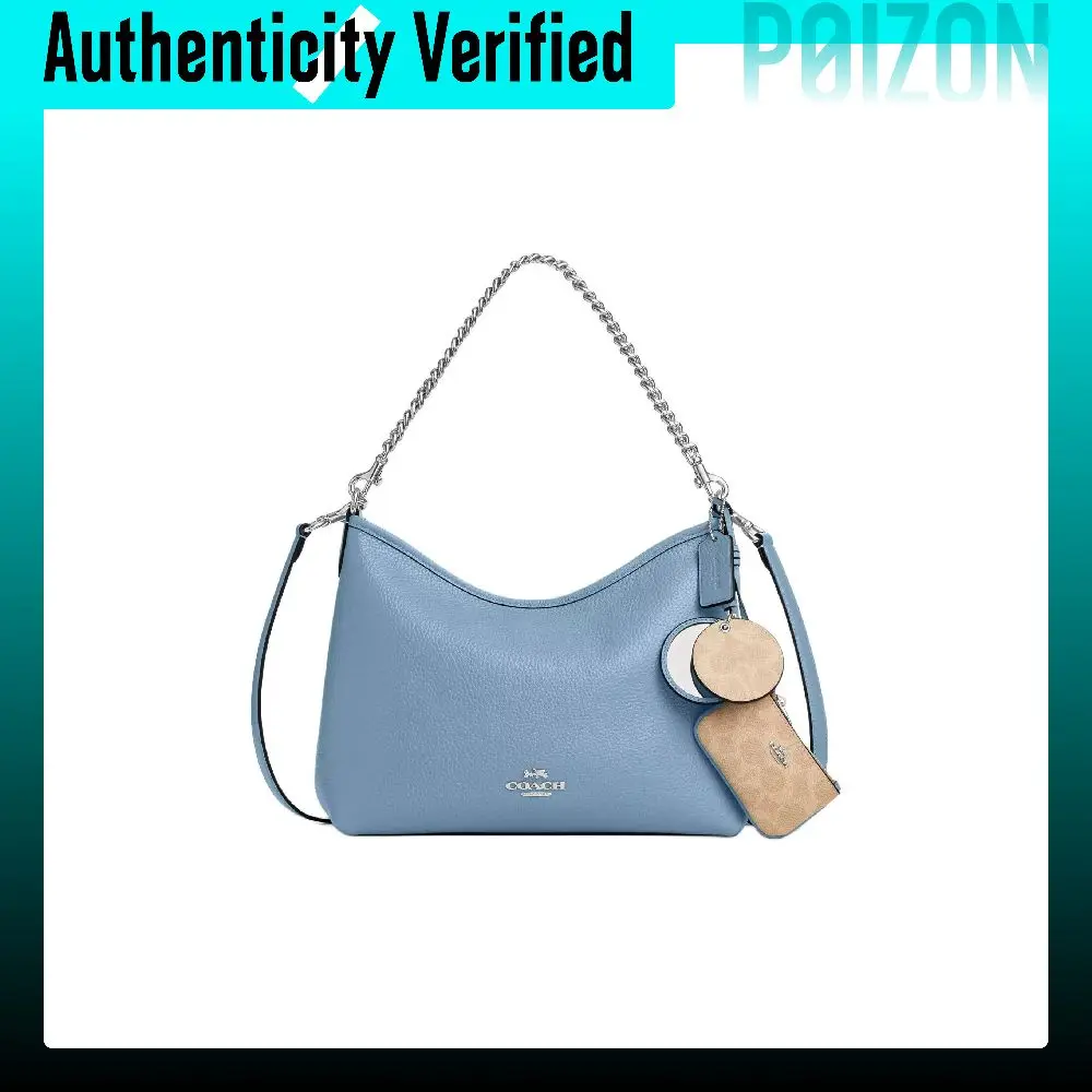 COACH Laurel Bright Soft Pebble Leather Hobo Bag Shoulder Bags Large Women's Blue CBI94-SVY31