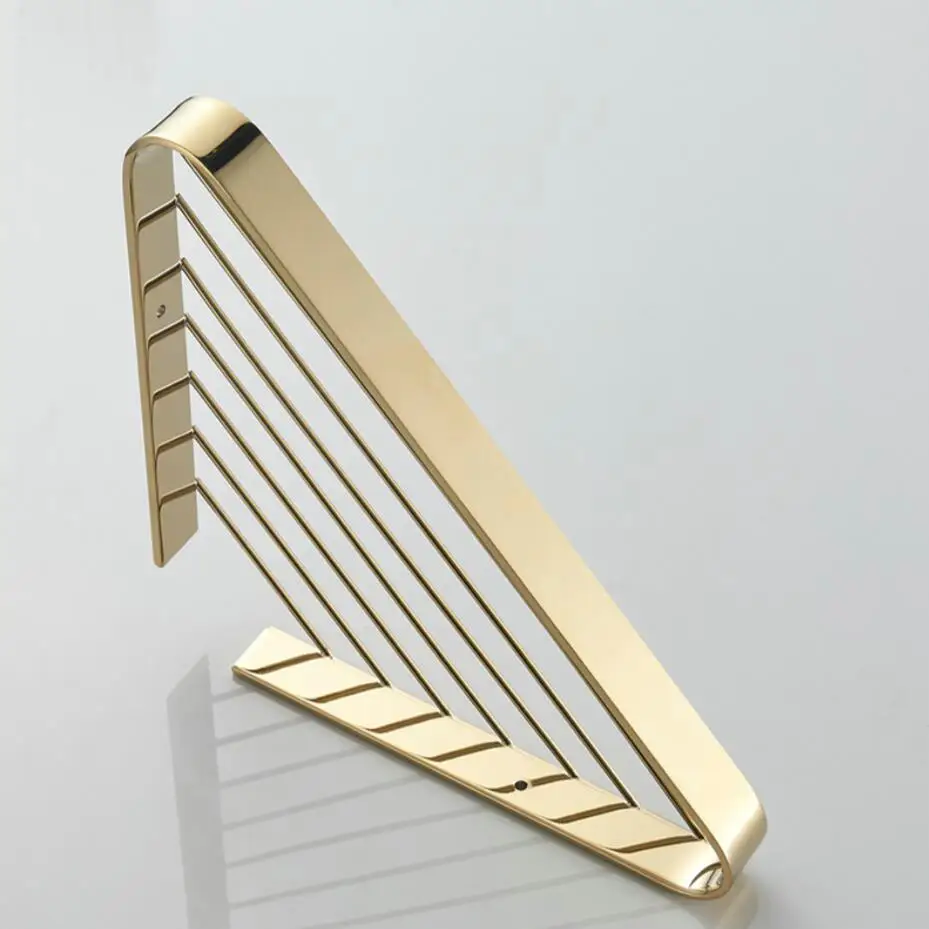 Bronze antique bathroom triangular basket European-style vintage bathroom storage rack pure copper corner storage stand golden